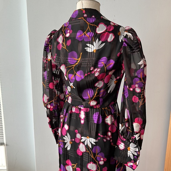 Flower power retro long sleeve maxi dress size 6 - Picture 6 of 10